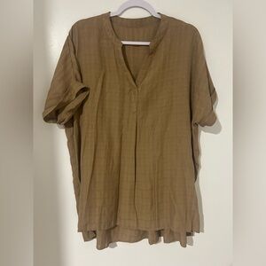 Source Unknown Tan V-Neck‎ Blouse